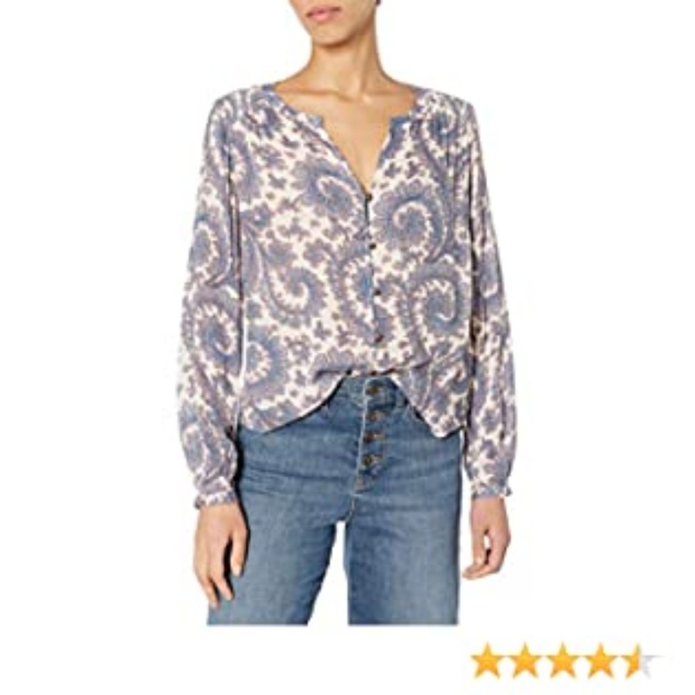 NWT Luck Brand Paisley Button Front Blouse